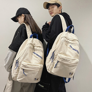 帆布书包女高中大学生背包，2022小众设计质感，大容量双肩包男潮