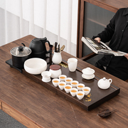 功夫茶具套装花梨木色，茶盘羊脂玉茶具自动烧水壶，一体整套茶盘茶台