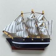 地中海风格装饰帆船冰箱贴10cm木制帆船，创意磁贴套装组合家饰品