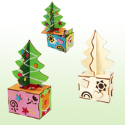 希望树置物盒 圣诞节木白胚填色彩绘儿童手工粘土彩泥配件模具DIY