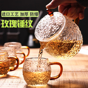 泡茶壶玻璃过滤茶壶耐高温锤纹，茶水分离泡茶器，加厚花茶具家用套装