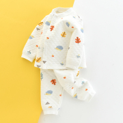 婴儿保暖内衣套装纯棉秋冬宝宝，加厚薄棉夹棉衣服二件套0-2岁开衫