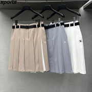 韩国southcap*高尔夫穿搭24年春季双层运动百褶腰带短裙