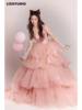 影楼主题氛围感少女写真粉色彩，纱抹胸公主蓬蓬裙街拍婚纱摄影礼服
