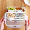 微波炉饭盒食品保鲜盒塑料，大容量长方形两格水果，密封分格便当盒