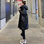 黑色亮面羽绒棉服2021年冬季中长款韩版宽松时尚外套女装潮流