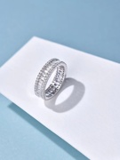 钻石女戒排钻戒指925银镀白金，t方圆钻时尚，简约指环个性时髦百搭