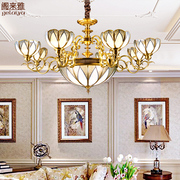 欧式客厅大灯复古全铜灯具 美式别墅餐厅子母灯吊灯 帝凡尼焊锡灯