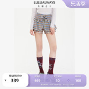lulualways商场同款优雅细腻千鸟，格拼布钉珠(布钉珠，)短裤a字裤女