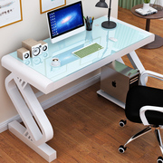 电脑桌家用卧室学生学习书桌简约钢化玻璃办公写字桌子经济型台式