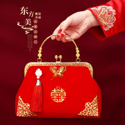 结婚包包新娘手拿包布艺礼金包手提(包手提)结婚复古中国风红色