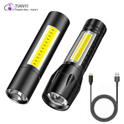 LED强光便携式照明手电筒 MINI铝合金伸缩调焦内置电池钥匙扣电筒