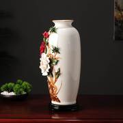 景德镇新中式陶瓷花瓶 牡丹手工瓷器客厅玄关电视柜插花摆件家居