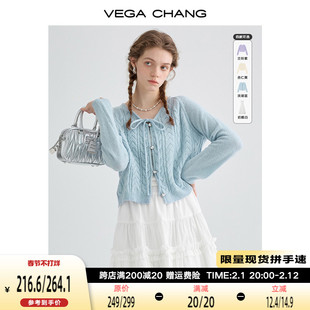 vegachang连衣裙套装女春装，2024甜美针织衫，+蕾丝吊带连衣裙
