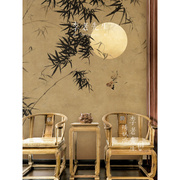 复古中式水墨竹林，装饰壁纸电视背景墙纸，农庄饭店饭厅包间竹子
