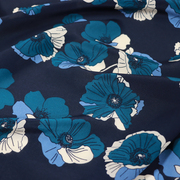 宽幅蓝色花朵真丝，双绉连衣裙衬衫，桑蚕丝服装布料面料