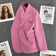 lilymost紫粉色，西装外套女2023年秋季双排扣小西服