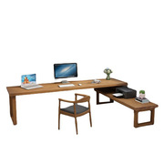 新简约(新简约)家用实木书桌，电脑桌商用会计，财务办公长条形高低工作台销