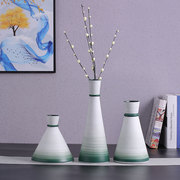 欧式简约蓝线条滴水瓶陶瓷花瓶玄关插花花器花瓶摆件