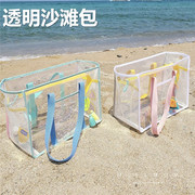 透明沙滩包超大容量pvc果冻游泳包网兜(包网兜)专用防水洗澡包手提(包手提)收纳包