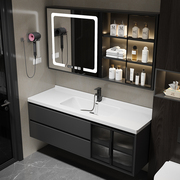 现代简约智能浴室柜组合实木，卫生间陶瓷一体盆洗手洗脸洗漱台套装
