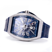 蓝色游艇镶嵌满天星男士大表盘手表自动机械蓝宝石镜面国产腕表