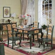 地中海餐桌椅家用田园彩绘，复古家具美式乡村多功能，长方形餐桌0171