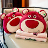 正版迪士尼草莓熊暖手(熊，暖手)抱枕被子两用毯子，二合一办公室午睡汽车靠枕