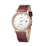 瑞士情侣手表对表，不锈钢石英表男女款皮带，简约镶钻防水手表
