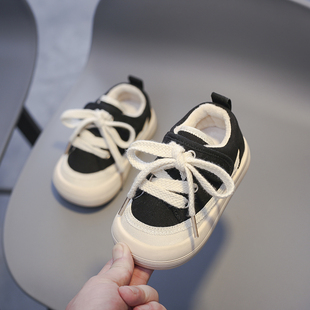 宝宝帆布鞋婴儿软底学步鞋秋冬季加绒棉鞋1一3岁男女小童鞋室内鞋
