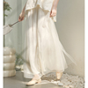 山有色中式国风复古女装，百搭优雅气质，飘逸仙女白色半身裙