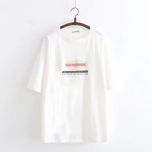 1889字母大版T恤 夏季棉质套头纯色涂层中长款百搭短袖衫女外