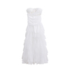 白色一字肩抹胸洋装女装秋季网纱蕾丝裙子露背高级感气质中长裙