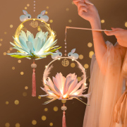 新年元宵过年兔子灯笼，diy手工制作材料儿童手提发光玉兔花灯宫灯