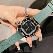 蒂米妮韩版潮流时尚士手表ins大表盘方形橡胶表带中性男表女