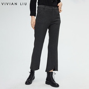 VIVIAN LIU薇薇安刘R2357507秋女装高腰斜插兜不规则脚口长裤