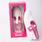 vansxbarbie联名款芭比粉玫红色蝴蝶结公主鞋女子运动休闲板鞋
