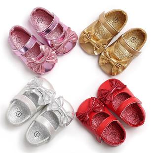 春夏秋款0-1岁女宝宝，鞋软底pu公主鞋，新生儿婴儿学步鞋