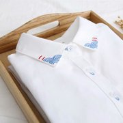 2023秋装韩版文艺刺绣衬衫，女长袖打底衫气质，百搭学生白色衬衣