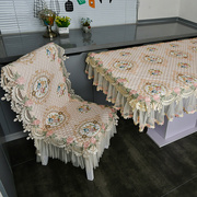 家用椅子灰色防尘罩定制花卉布艺半包米色保护套中式餐桌欧式盖巾