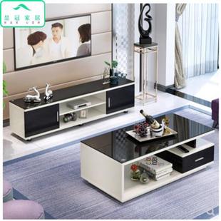 电视柜钢化玻璃茶几组合客厅家具简易小户型视听柜子卧室储物柜子