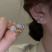 韩国微镶珍珠银针耳环2022年潮耳坠气质耳饰耳钉女纯银