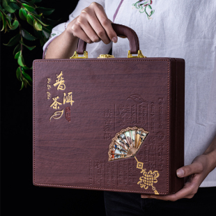 普洱茶包装盒皮盒单双饼空盒子，357g茶饼七子饼200g手提箱