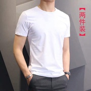 男士纯白色短袖t恤半袖，纯色打底衫，健身修身体恤社会紧身纯棉衣服