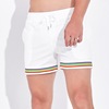 夏季健身运动纯色超短裤彩虹条，休闲帅气潮，男白色短裤纯棉三分裤男