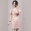 新中式旗袍2024女夏改良(夏改良)年轻款少女，高端气质连衣裙粉红色短款