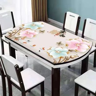 桌布防水防油印花餐桌椭圆形不透明pvc软玻璃水晶板免洗盖布
