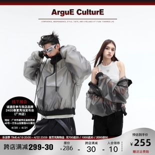 culture24ss春季先锋小众透明设计感pu皮衣，外套连帽宽松夹克男女