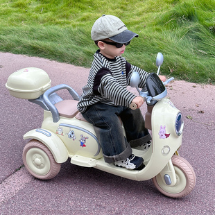 可坐双人儿童电动摩托车三轮车男女孩宝宝电瓶车小孩带遥控玩具车