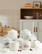 中式溢汤炖盅陶瓷带盖隔水炖盅杯内胆，老式大小号炖罐小汤盅
